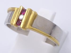 Pt850/K18 ルビー ダイヤ リング 5.2g